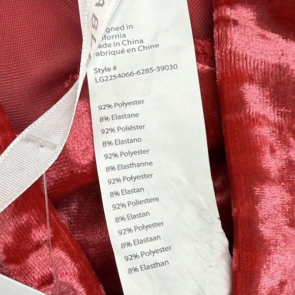 NEW Fabletics Crushed Velour Crossover Waist Leggings Size Small Red Athletic - Picture 9 of 13